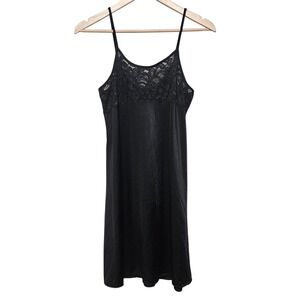 Black Lace Midi Slip Dress Womens S/M Nightie‎ Sexy Romantic Goth